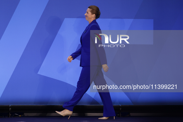 Prime Minister of Denmark Mette Frederiksen during welcome ceremony of the NATO Summit in Washington DC, United States on July 10, 2024. 