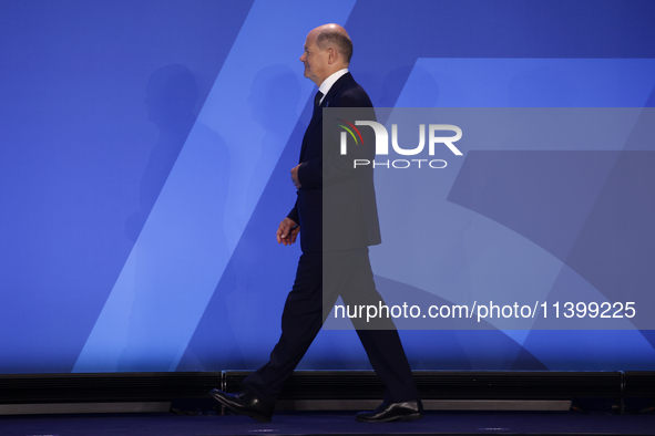 Chacellor of Germany Olaf Scholz during welcome ceremony of the NATO Summit in Washington DC, United States on July 10, 2024. 