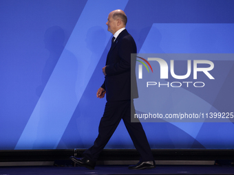 Chacellor of Germany Olaf Scholz during welcome ceremony of the NATO Summit in Washington DC, United States on July 10, 2024. (