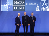 President of the United States Joe Biden, President of Lithuania Gitanas Nauseda and Secretary General of NATO Jens Stoltenberg during welco...