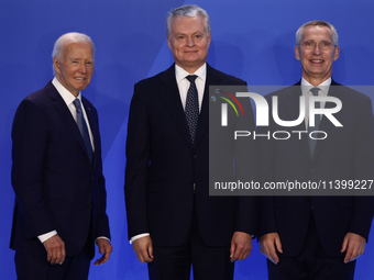 President of the United States Joe Biden, President of Lithuania Gitanas Nauseda and Secretary General of NATO Jens Stoltenberg during welco...