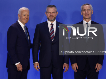 President of the United States Joe Biden, President of Slovakia Peter Pellegrini and Secretary General of NATO Jens Stoltenberg during welco...