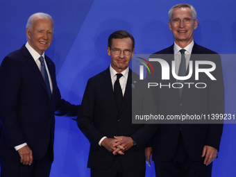 President of the United States Joe Biden, Prime Minister of Sweden Ulf Kristersson and Secretary General of NATO Jens Stoltenberg during wel...