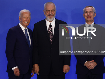 President of the United States Joe Biden, Prime Minister of Albania Edi Rama and Secretary General of NATO Jens Stoltenberg during welcome c...