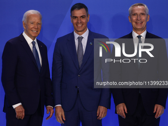 President of the United States Joe Biden, Prime Minister of Spain Pedro Sanchez and Secretary General of NATO Jens Stoltenberg during welcom...