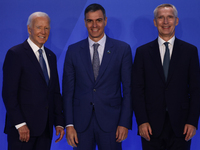 President of the United States Joe Biden, Prime Minister of Spain Pedro Sanchez and Secretary General of NATO Jens Stoltenberg during welcom...