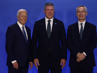 President of the United States Joe Biden, Prime Minister of Iceland Bjarni Benediktsson and Secretary General of NATO Jens Stoltenberg durin...