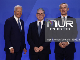 President of the United States Joe Biden, Prime Minister of Great Britain Keir Starmer  and Secretary General of NATO Jens Stoltenberg durin...