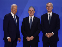 President of the United States Joe Biden, Prime Minister of Great Britain Keir Starmer  and Secretary General of NATO Jens Stoltenberg durin...