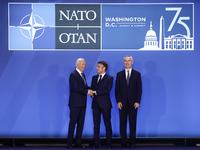 President of the United States Joe Biden, President of France Emmanuel Macron and Secretary General of NATO Jens Stoltenberg during welcome...