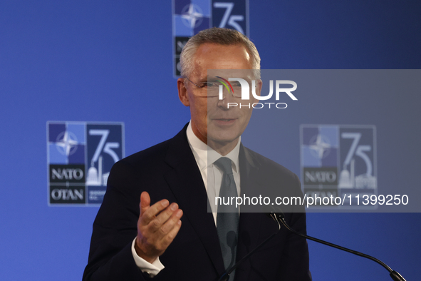 Secretary General of NATO Jens Stoltenberg at the press conference during the NATO Summit in Washington DC, United States on July 10, 2024. 