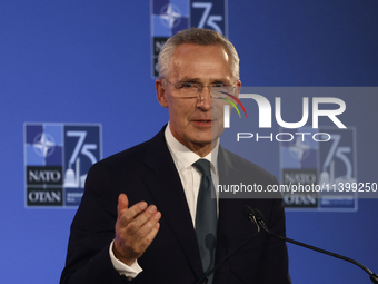 Secretary General of NATO Jens Stoltenberg at the press conference during the NATO Summit in Washington DC, United States on July 10, 2024....