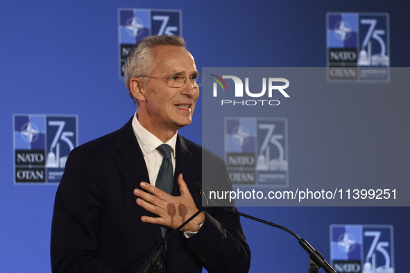 Secretary General of NATO Jens Stoltenberg at the press conference during the NATO Summit in Washington DC, United States on July 10, 2024. 