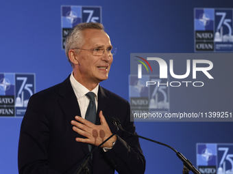 Secretary General of NATO Jens Stoltenberg at the press conference during the NATO Summit in Washington DC, United States on July 10, 2024....