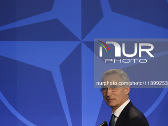 Secretary General of NATO Jens Stoltenberg after the press conference during the NATO Summit in Washington DC, United States on July 10, 202...