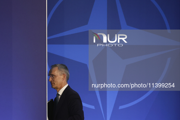 Secretary General of NATO Jens Stoltenberg after the press conference during the NATO Summit in Washington DC, United States on July 10, 202...