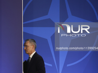 Secretary General of NATO Jens Stoltenberg after the press conference during the NATO Summit in Washington DC, United States on July 10, 202...