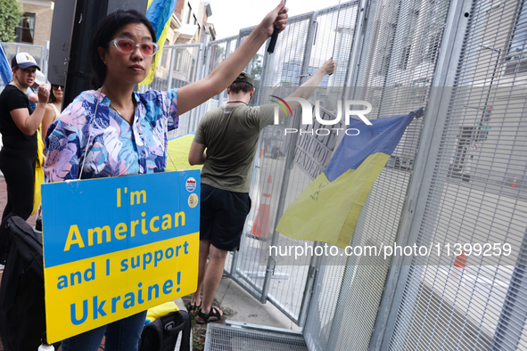 Pro-Ukrainian protest near the venue of the NATO Summit in Washington DC, United States on July 10, 2024. 