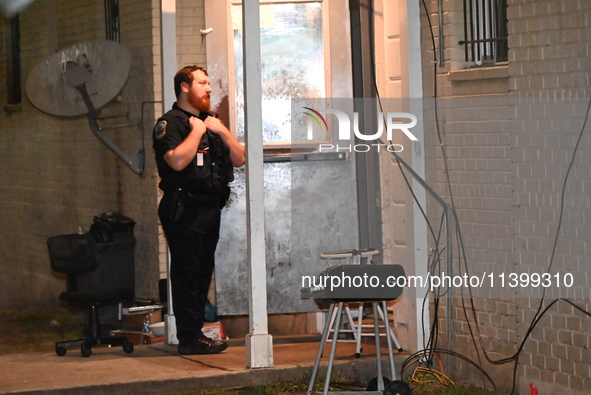 A police officer is overlooking the crime scene. One person is shot and killed in Washington, D.C., United States, on July 10, 2024. On Wedn...