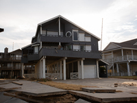 Damage is being seen on a house on Pirates Beach in Galveston, Texas, on July 10, 2024. (