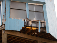 Damage is being seen on a house on Pirates Beach in Galveston, Texas, on July 10, 2024. (