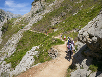 The Cares Trail (Ruta del Cares) in Asturias, Spain, on July 11, 2024, is one of the most popular trekking paths within the Picos de Europa....