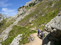 The Cares Trail (Ruta del Cares) in Asturias, Spain, on July 11, 2024, is one of the most popular trekking paths within the Picos de Europa....