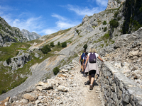 The Cares Trail (Ruta del Cares) in Asturias, Spain, on July 11, 2024, is one of the most popular trekking paths within the Picos de Europa....