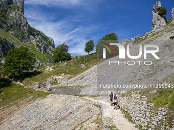 The Cares Trail (Ruta del Cares) in Asturias, Spain, on July 11, 2024, is one of the most popular trekking paths within the Picos de Europa....