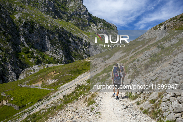 The Cares Trail (Ruta del Cares) in Asturias, Spain, on July 11, 2024, is one of the most popular trekking paths within the Picos de Europa....