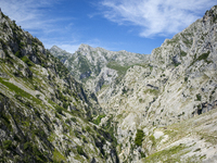 The Cares Trail (Ruta del Cares) in Asturias, Spain, on July 11, 2024, is one of the most popular trekking paths within the Picos de Europa....