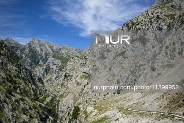 The Cares Trail (Ruta del Cares) in Asturias, Spain, on July 11, 2024, is one of the most popular trekking paths within the Picos de Europa....