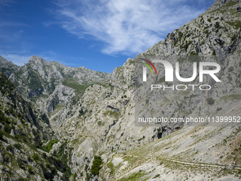 The Cares Trail (Ruta del Cares) in Asturias, Spain, on July 11, 2024, is one of the most popular trekking paths within the Picos de Europa....