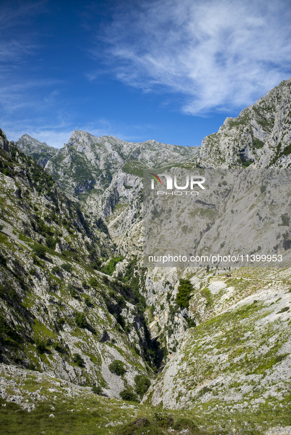 The Cares Trail (Ruta del Cares) in Asturias, Spain, on July 11, 2024, is one of the most popular trekking paths within the Picos de Europa....