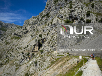 The Cares Trail (Ruta del Cares) in Asturias, Spain, on July 11, 2024, is one of the most popular trekking paths within the Picos de Europa....