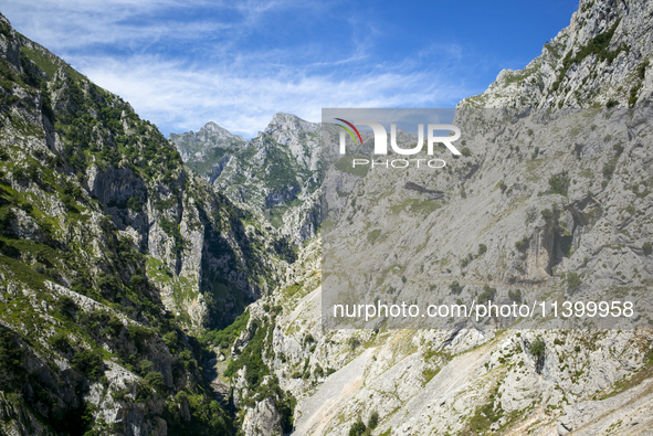 The Cares Trail (Ruta del Cares) in Asturias, Spain, on July 11, 2024, is one of the most popular trekking paths within the Picos de Europa....