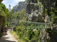 The Cares Trail (Ruta del Cares) in Asturias, Spain, on July 11, 2024, is one of the most popular trekking paths within the Picos de Europa....