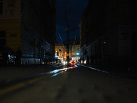 Tram tracks are passing through Katedralna Square at night in Lviv, Ukraine, on July 5, 2024. NO USE RUSSIA. NO USE BELARUS. (