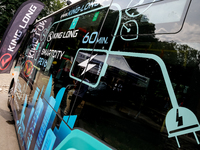 PEV6 King Long mini bus is presented for public by Barbican in Krakow, Poland on July 11, 2024. PEV6 will be included in Krakow public trans...