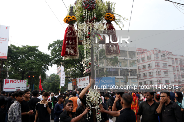 A Muslim devotee is participating in the 4th day of the Muharram festival in Kolkata, India, on July 11, 2024. 