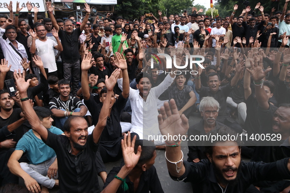 A Muslim devotee is participating in the 4th day of the Muharram festival in Kolkata, India, on July 11, 2024. 