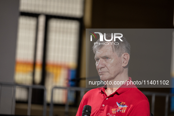 Italian astronaut Paolo Nespoli during the meeting 'Attraverso Le Stelle' in Surbo, near Lecce, Italy, on July 11, 2024. Paolo Nespoli is a...