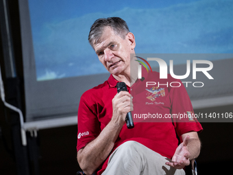 Italian astronaut Paolo Nespoli during the meeting 'Attraverso Le Stelle' in Surbo, near Lecce, Italy, on July 11, 2024. Paolo Nespoli is a...