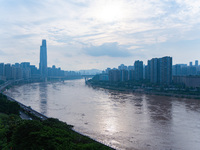 Water levels of the Jialing River and Yangtze River are rising sharply after heavy rainfall in Chongqing, China, on July 11, 2024. It is rep...