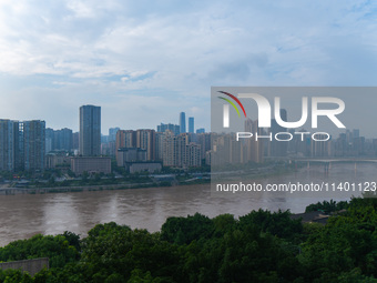 Water levels of the Jialing River and Yangtze River are rising sharply after heavy rainfall in Chongqing, China, on July 11, 2024. It is rep...