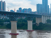 Water levels of the Jialing River and Yangtze River are rising sharply after heavy rainfall in Chongqing, China, on July 11, 2024. It is rep...