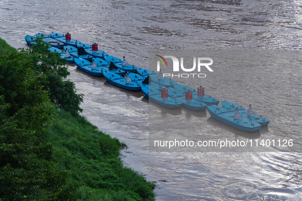 Water levels of the Jialing River and Yangtze River are rising sharply after heavy rainfall in Chongqing, China, on July 11, 2024. It is rep...