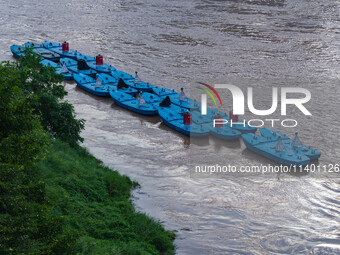 Water levels of the Jialing River and Yangtze River are rising sharply after heavy rainfall in Chongqing, China, on July 11, 2024. It is rep...