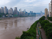 Water levels of the Jialing River and Yangtze River are rising sharply after heavy rainfall in Chongqing, China, on July 11, 2024. It is rep...