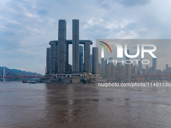 Water levels of the Jialing River and Yangtze River are rising sharply after heavy rainfall in Chongqing, China, on July 11, 2024. It is rep...